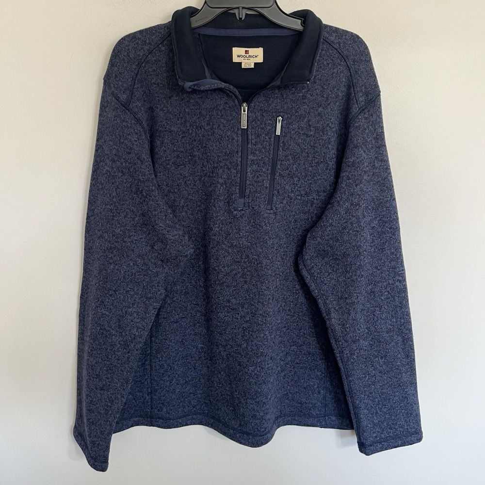 Woolrich Pullover Mens Size 2XL Blue 1/4 Zip Heather Fleece Better Sweater